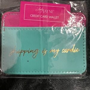 Judy Jayne Turquoise Credit Card Wallet “Shopping is My Cardio”